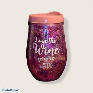 Glitter Wine Tumbler with Lid